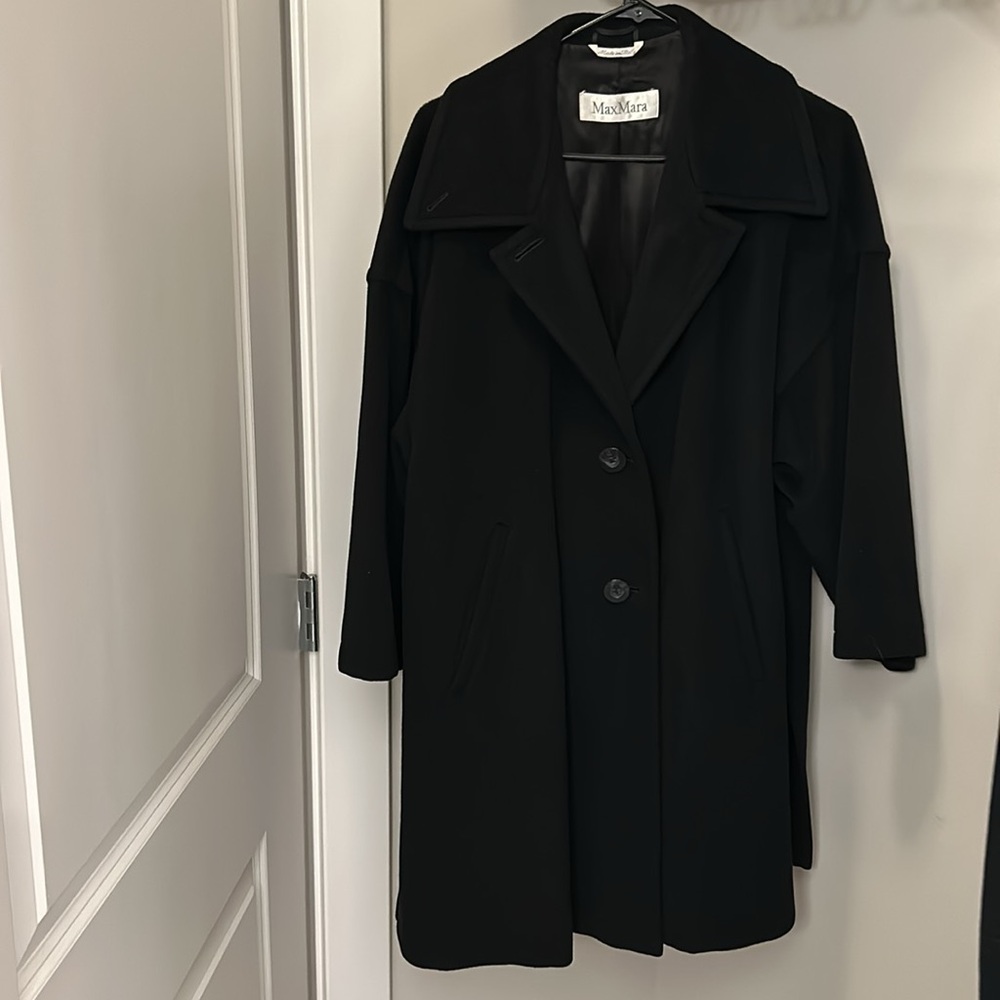 MaxMara Oversized Black Wool Coat. US Size 6